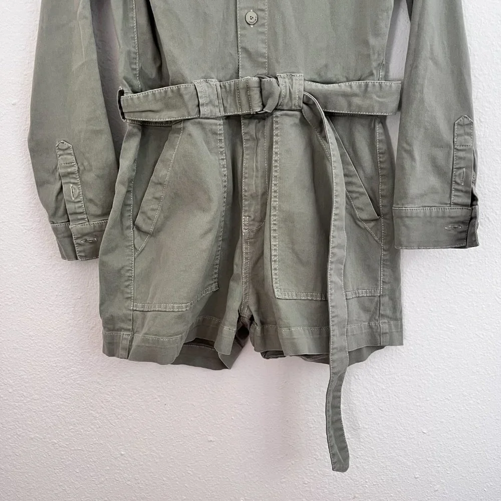 Jonathan Simkhai Green Darcy Cotton Twill Cargo Utilitarian Playsuit Romper S - Picture 4 of 8